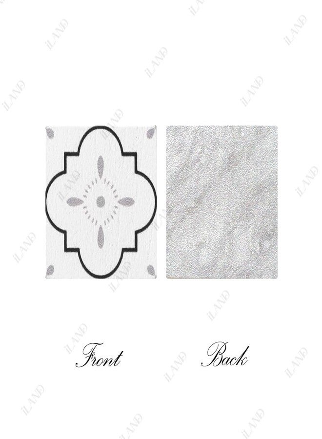 iLAND Dollhouse Flooring on 1/12 Scale 1/6 Scale, Miniature Dollhouse Accessories, 115pcs Double-Sided Dollhouse Floor Tiles (French White Floral & Grey Marble Tiles) - Image 2